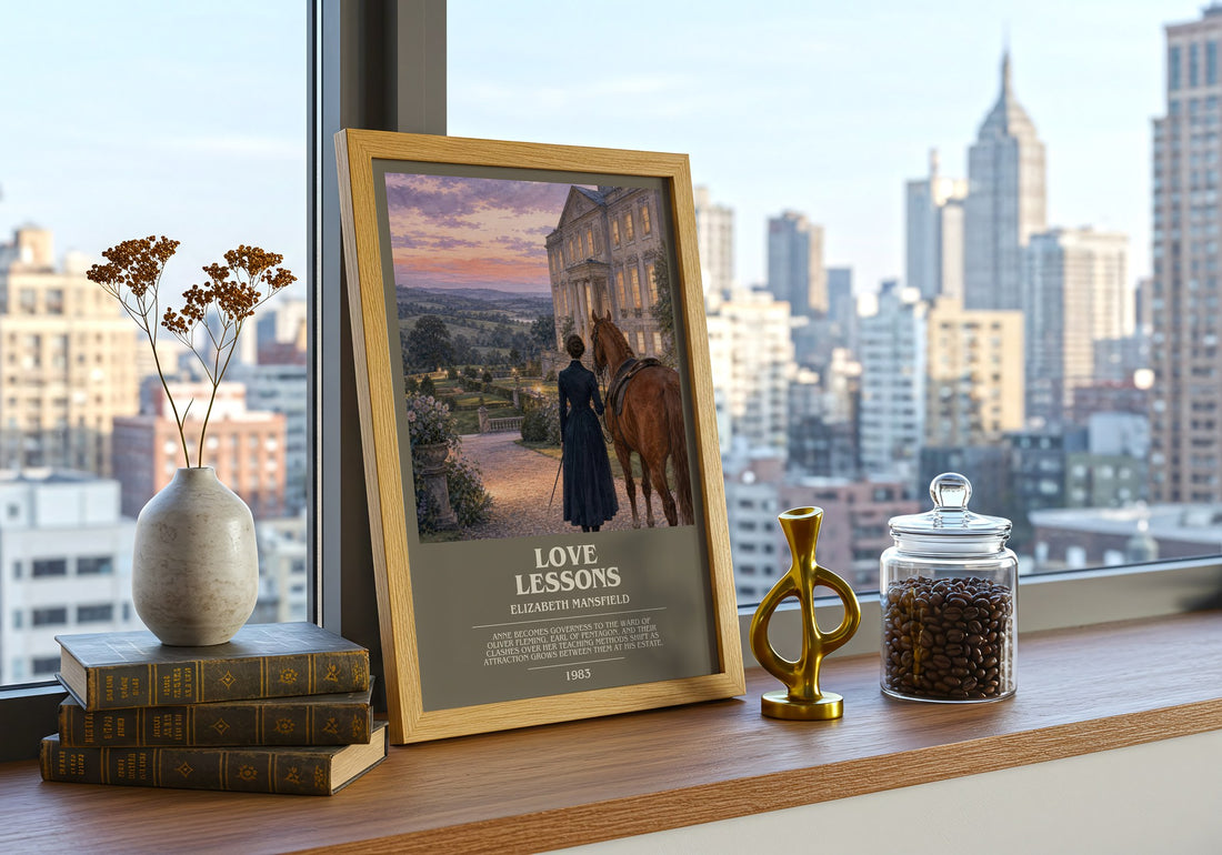 Love Lessons bookish print framed by window – literary home decor