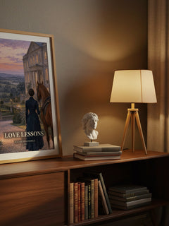 Love Lessons watercolour print on bookshelf – Elizabeth Mansfield fan gift
