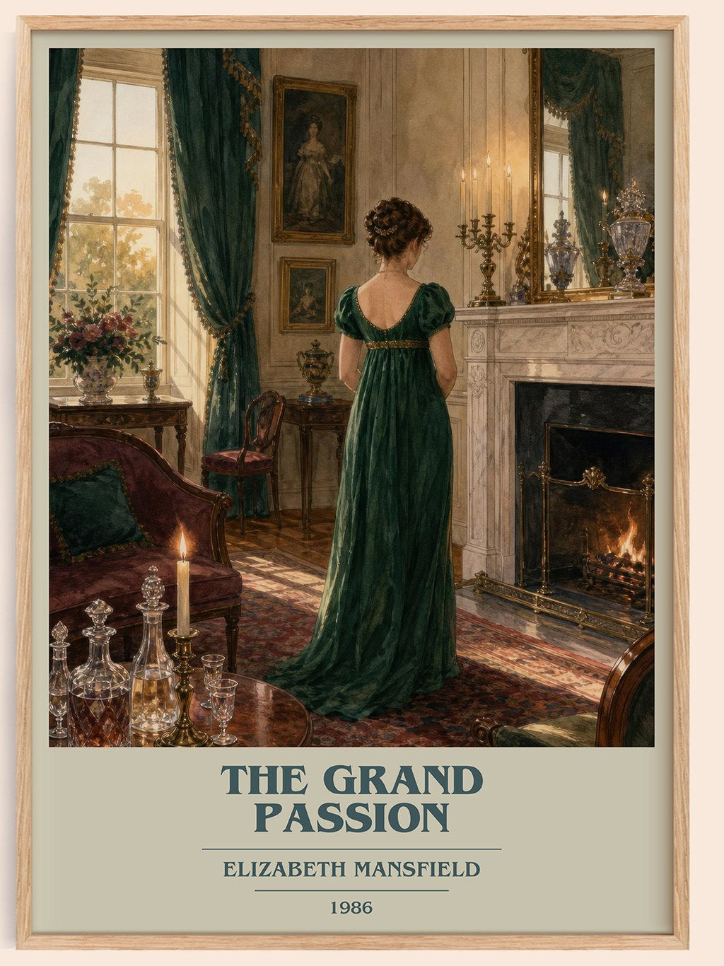 The Grand Passion book cover book poster by Elizabeth Mansfield – framed literary art print