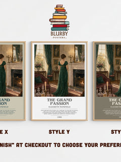 The Grand Passion bookish print in frame leaning in hallway – romance wall art