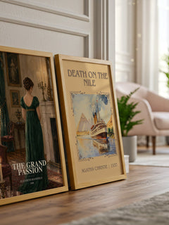 The Grand Passion watercolour print framed by window – literary home decor