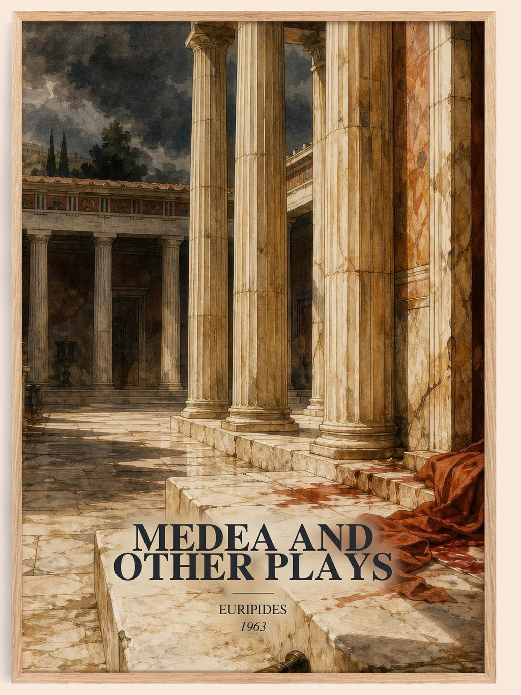 Medea and other plays watercolour book poster by Euripides – framed literary art print