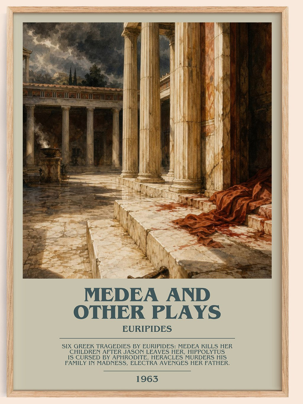 Medea and other plays bookish book poster by Euripides – framed literary art print