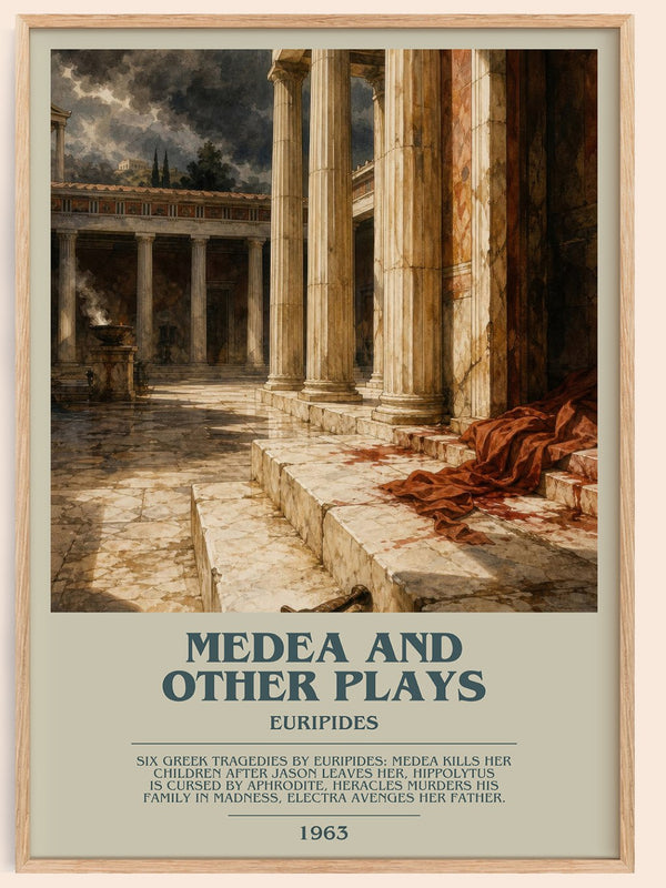 Medea and other plays bookish book poster by Euripides – framed literary art print