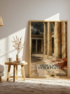 Medea and other plays watercolour print in frame leaning in hallway – classic literature wall art
