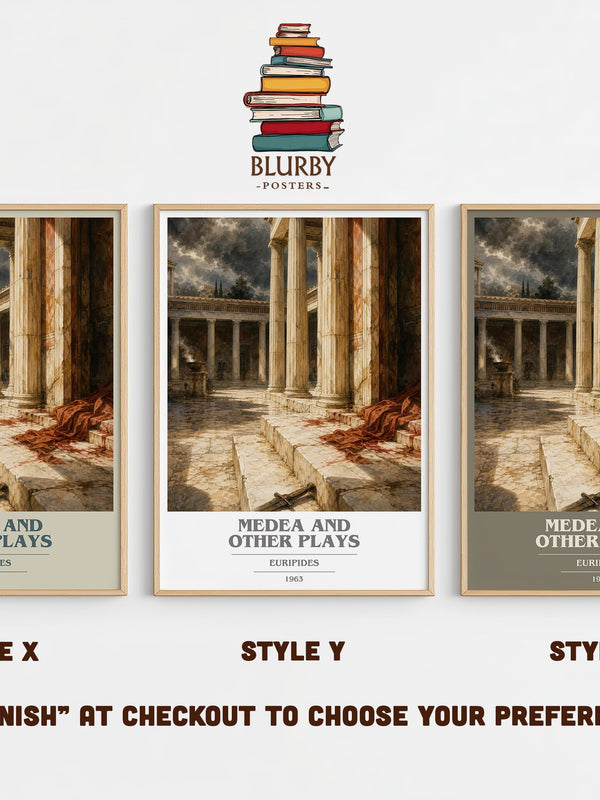Medea and other plays book cover print in frame leaning in hallway – classic literature wall art
