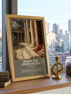 Medea and other plays bookish print framed by window – literary home decor
