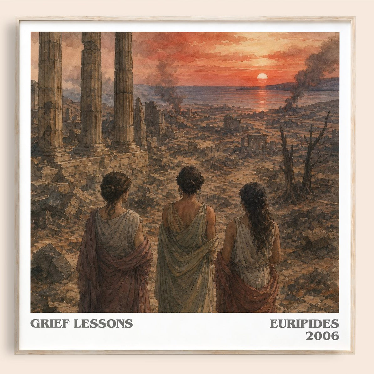 Grief Lessons Literary Art Print by Euripides – square framed poster