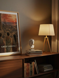Grief Lessons watercolour print on bookshelf – Euripides fan gift