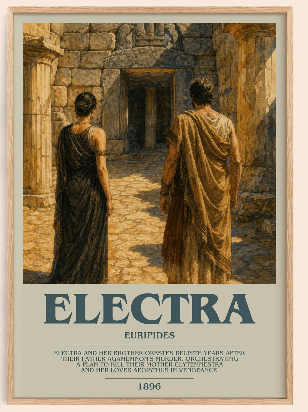 Electra bookish book poster by Euripides – framed literary art print
