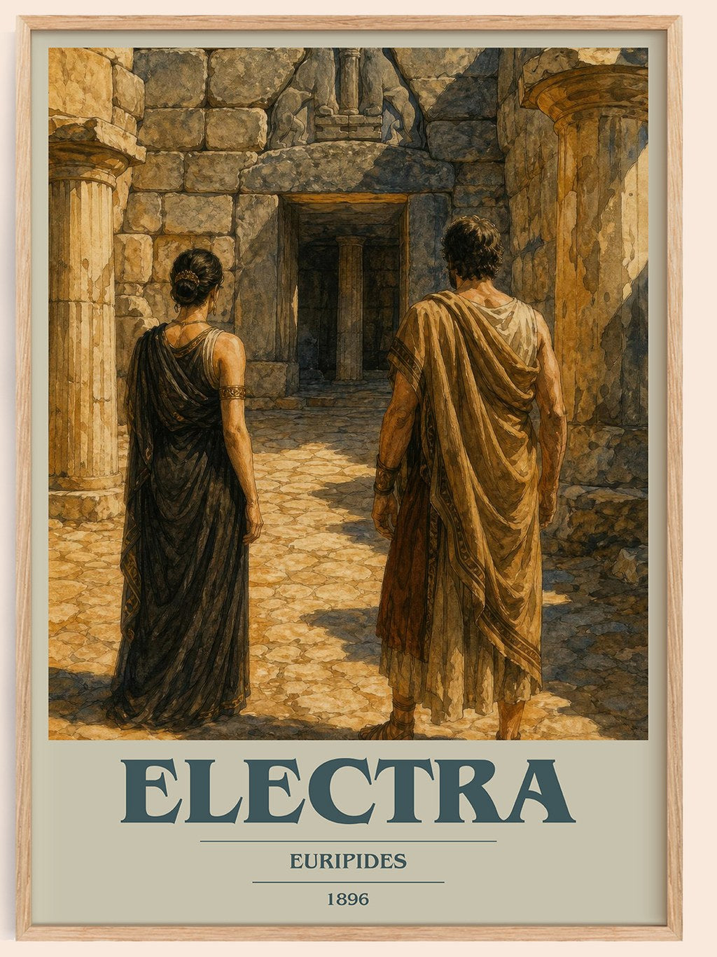 Electra book cover book poster by Euripides – framed literary art print