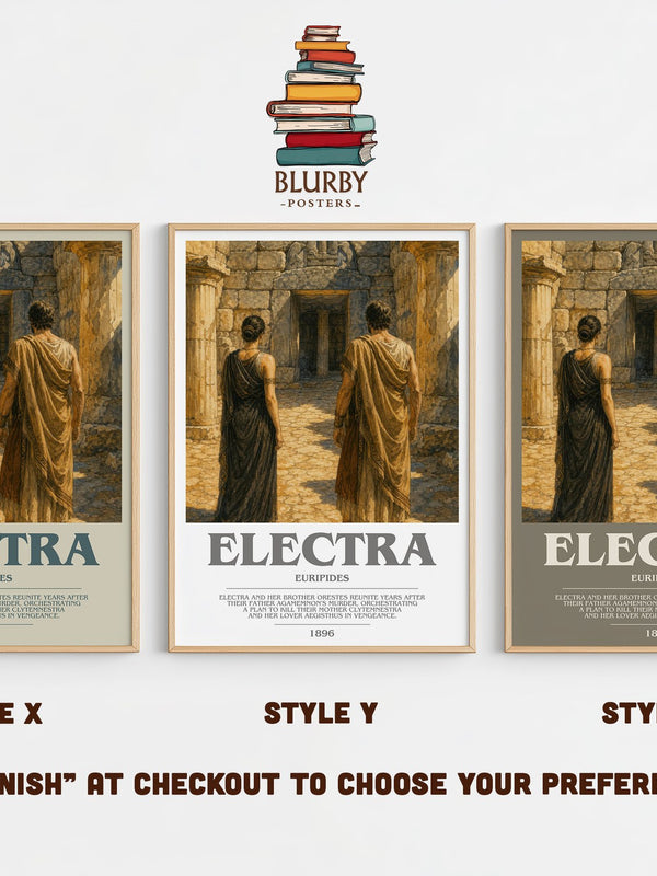 Electra bookish print in frame leaning in hallway – classic literature wall art