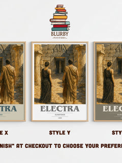 Electra book cover print in frame leaning in hallway – classic literature wall art