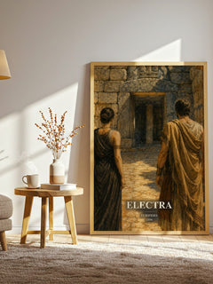Electra watercolour print in frame leaning in hallway – classic literature wall art
