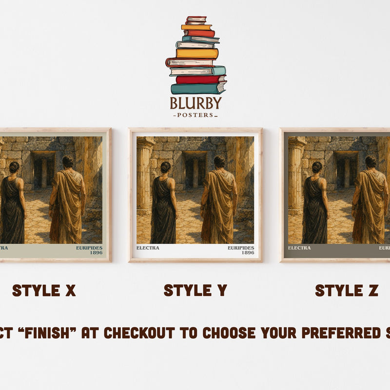 Electra literary print in frame leaning in hallway – classic literature wall art