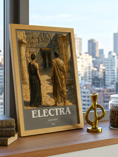 Electra book cover print framed by window – literary home decor