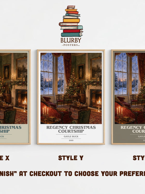 Regency Christmas Courtship book cover print in frame leaning in hallway – romance wall art