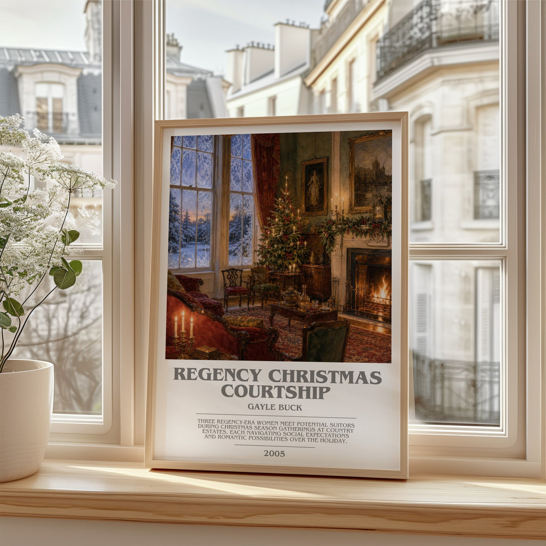 Regency Christmas Courtship bookish poster colour and style options – Gayle Buck book art