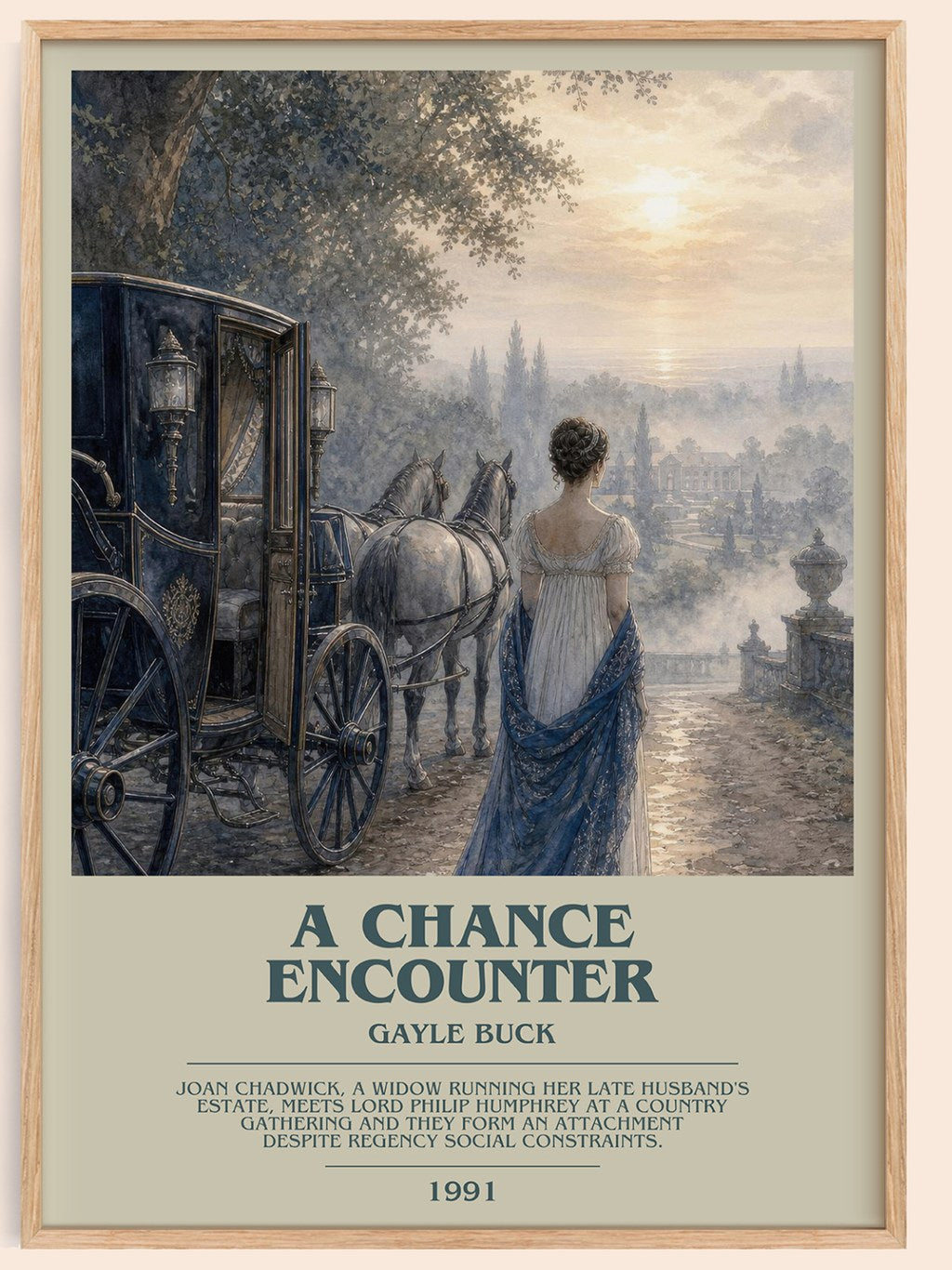 A Chance Encounter bookish book poster by Gayle Buck – framed literary art print