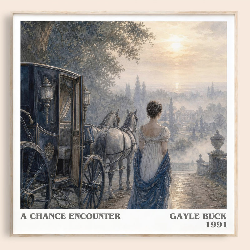 A Chance Encounter literary book poster by Gayle Buck – framed literary art print