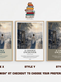 A Chance Encounter bookish print in frame leaning in hallway – romance wall art