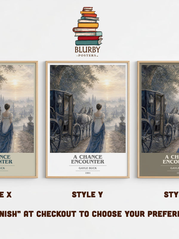 A Chance Encounter book cover print in frame leaning in hallway – romance wall art