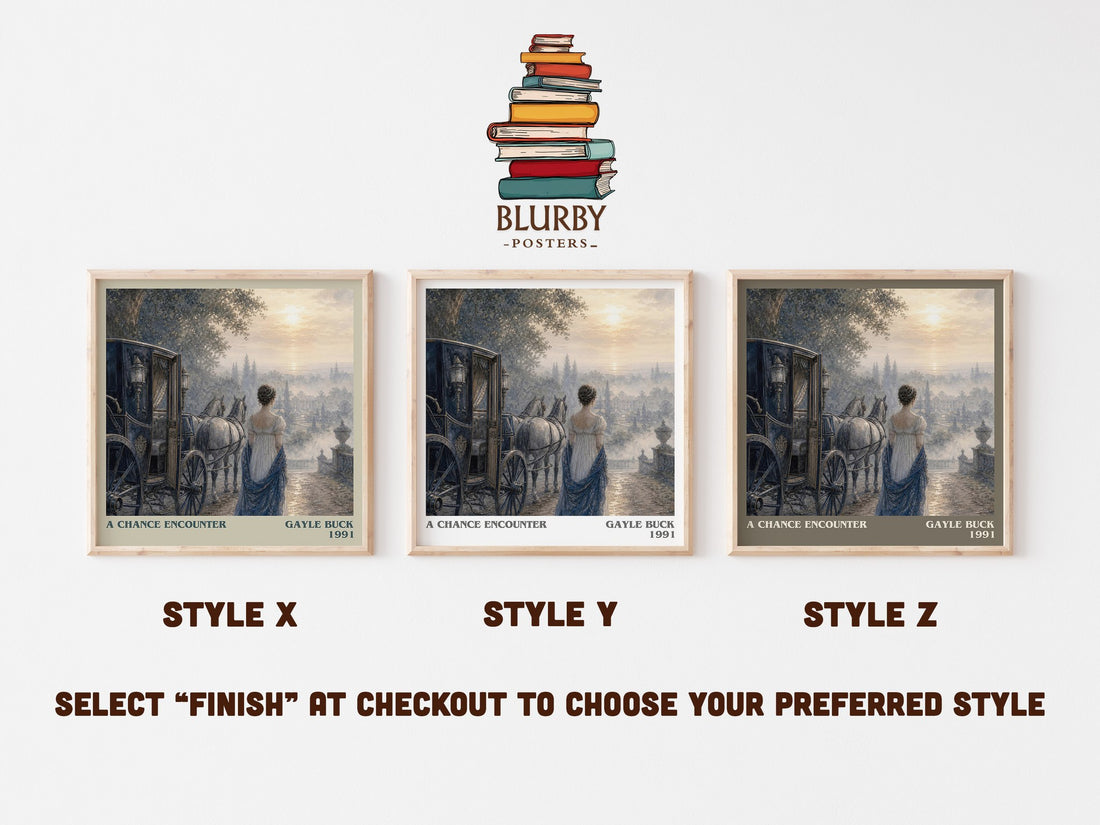 A Chance Encounter literary print in frame leaning in hallway – romance wall art (mockup)