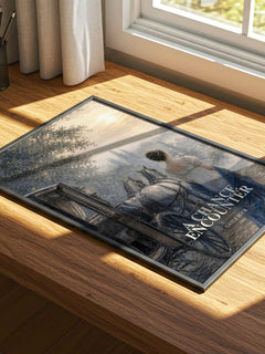 A Chance Encounter watercolour book poster framed on wall – romance wall art