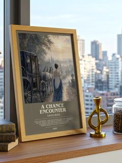 A Chance Encounter bookish print framed by window – literary home decor