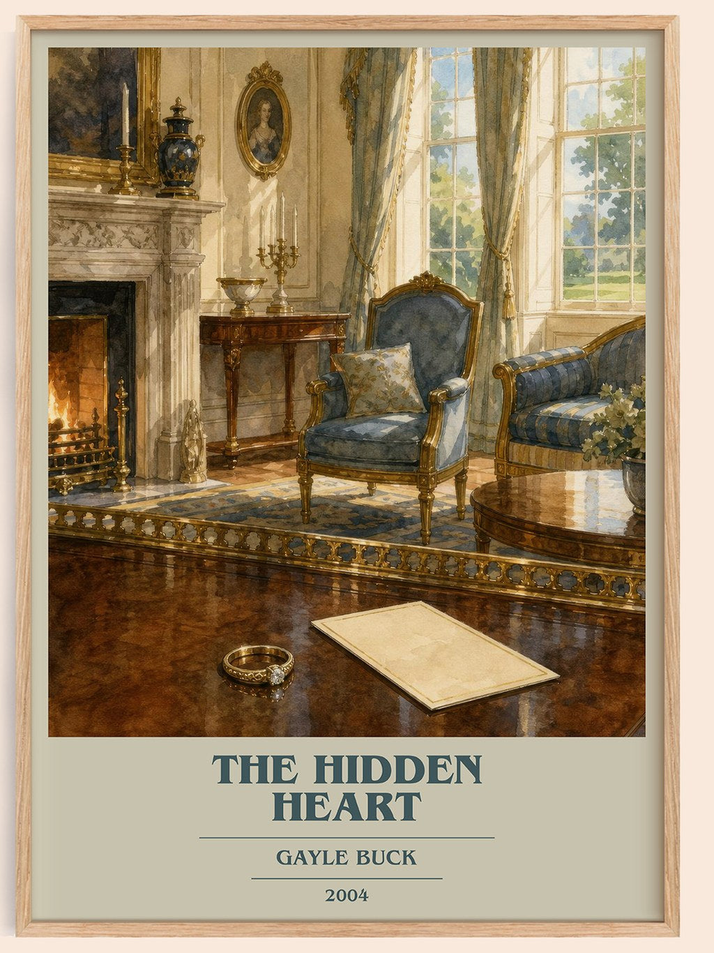 The Hidden Heart book cover book poster by Gayle Buck – framed literary art print