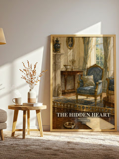The Hidden Heart watercolour print in frame leaning in hallway – romance wall art
