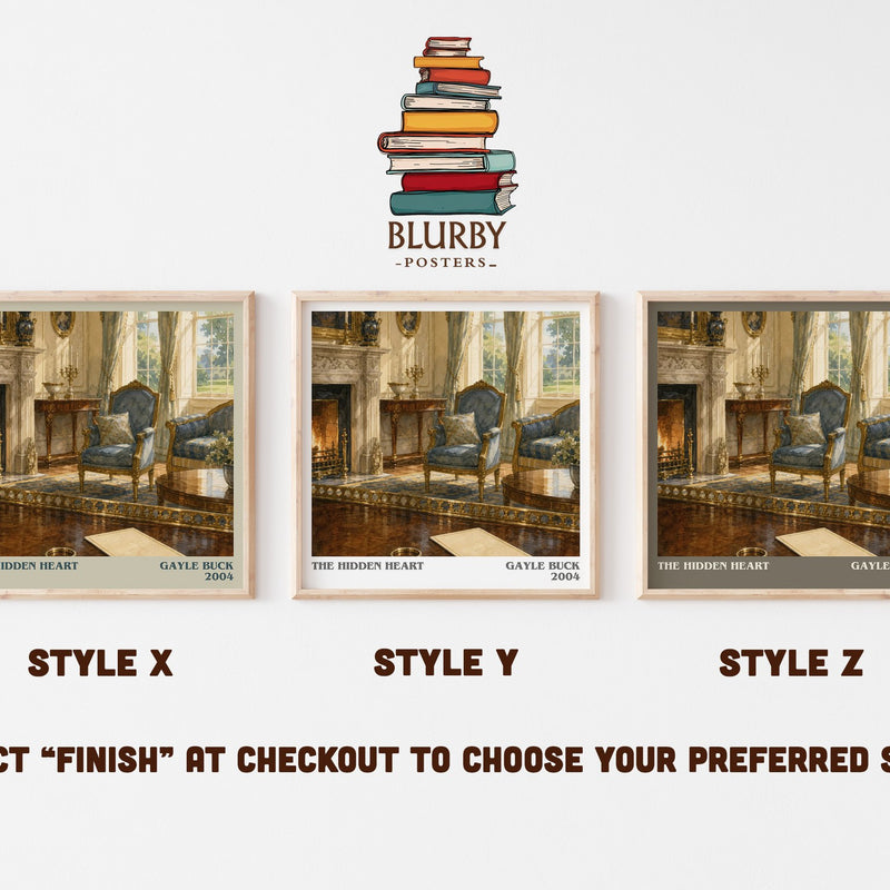 The Hidden Heart literary print in frame leaning in hallway – romance wall art