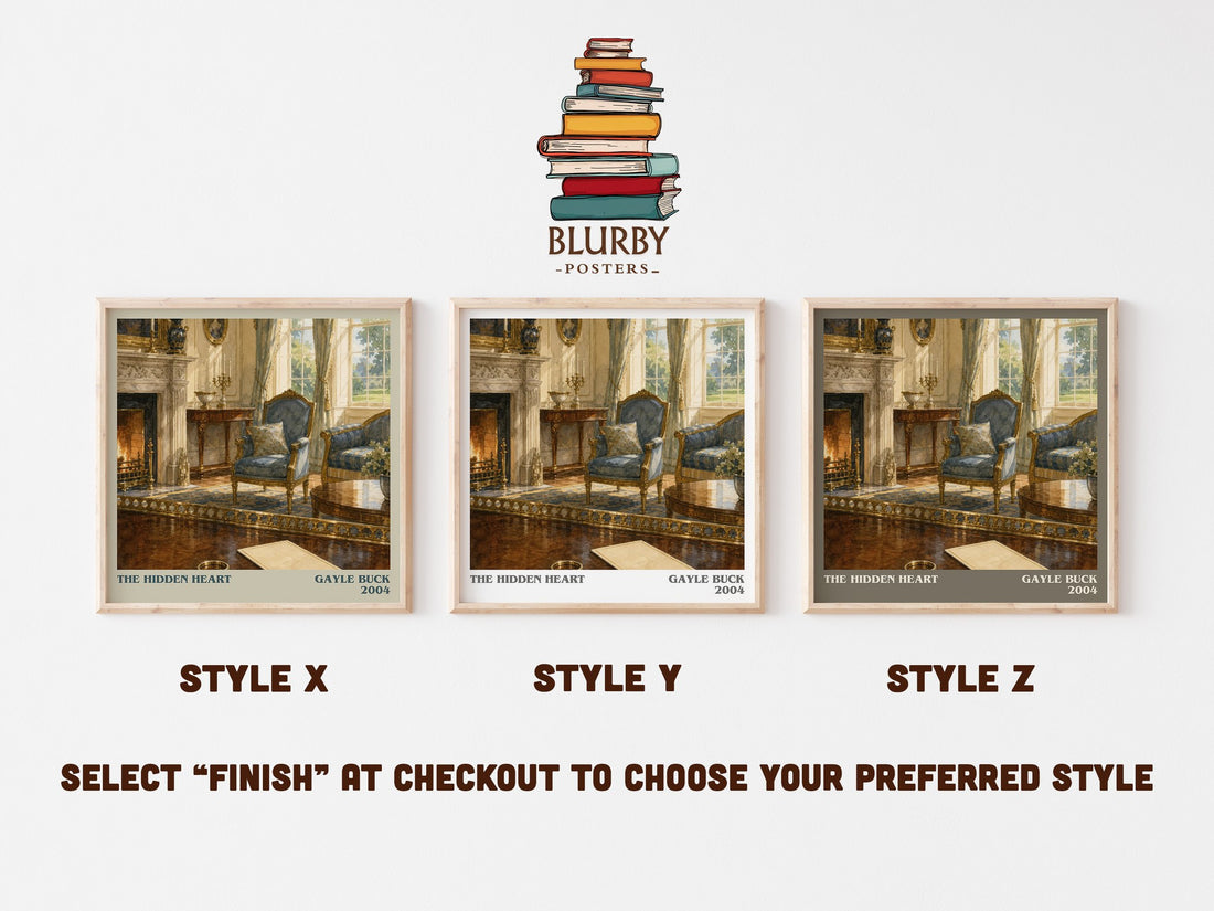 The Hidden Heart literary print in frame leaning in hallway – romance wall art (mockup)