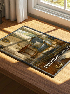 The Hidden Heart watercolour book poster framed on wall – romance wall art