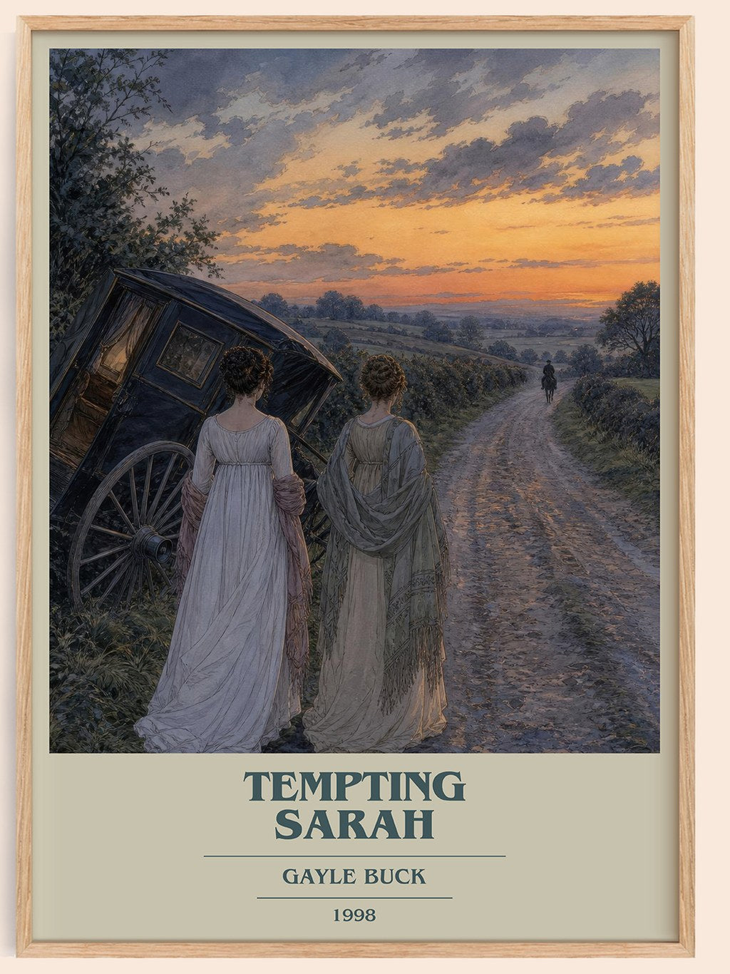 Tempting Sarah book cover book poster by Gayle Buck – framed literary art print