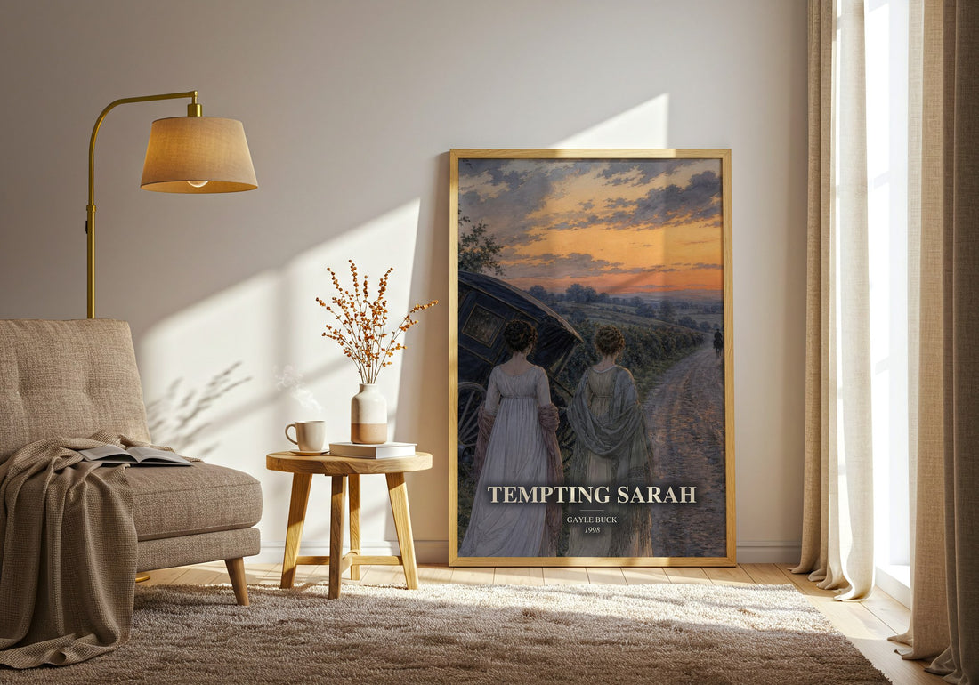 Tempting Sarah watercolour print in frame leaning in hallway – romance wall art