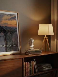 Tempting Sarah watercolour print on bookshelf – Gayle Buck fan gift