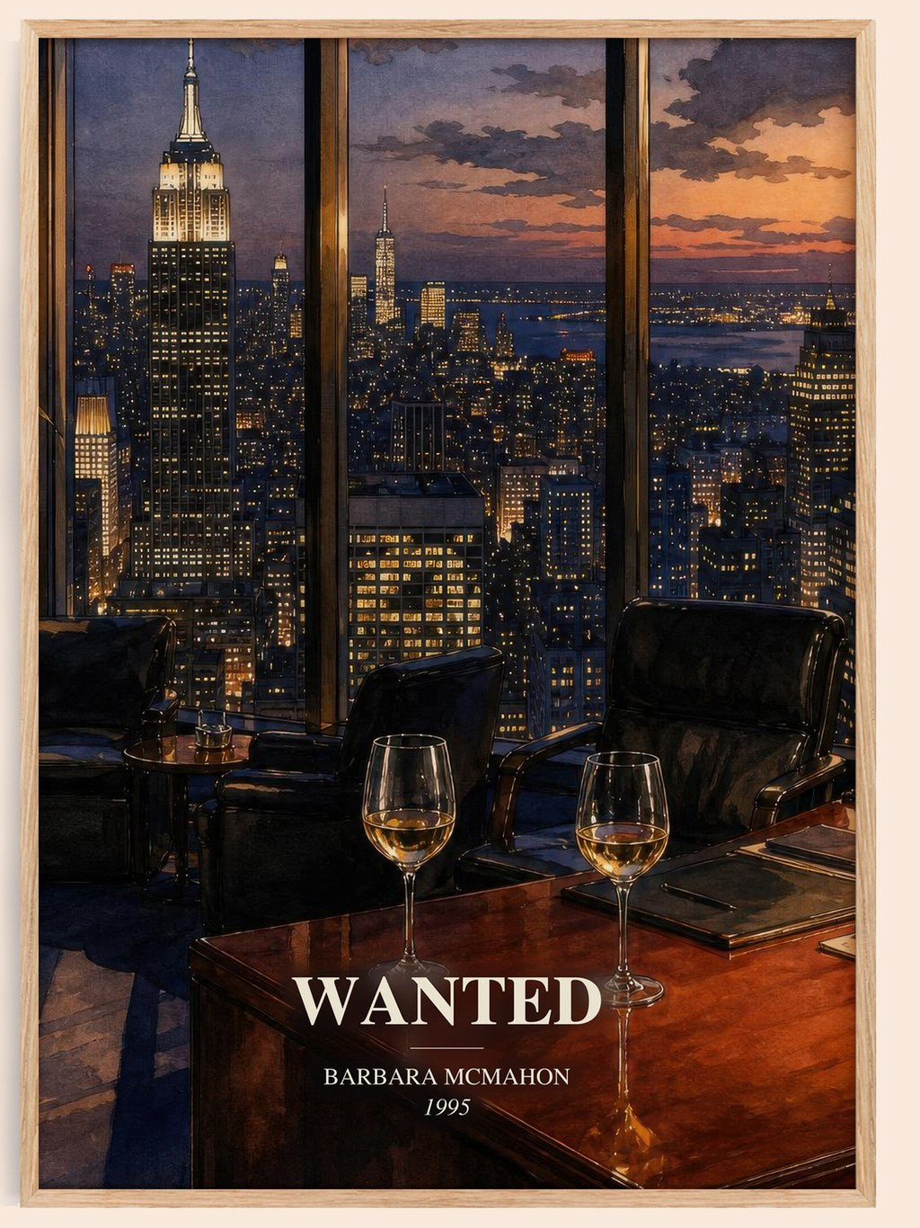 Wanted watercolour book poster by Barbara McMahon – framed literary art print