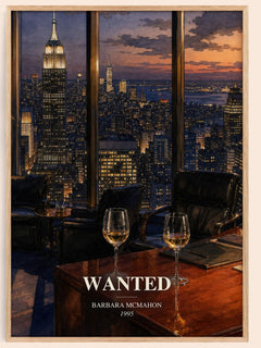 Wanted watercolour book poster by Barbara McMahon – framed literary art print