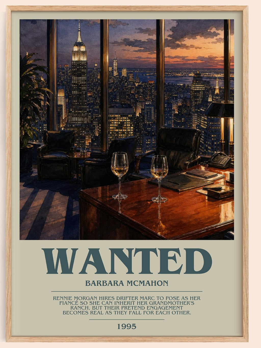 Wanted bookish book poster by Barbara McMahon – framed literary art print