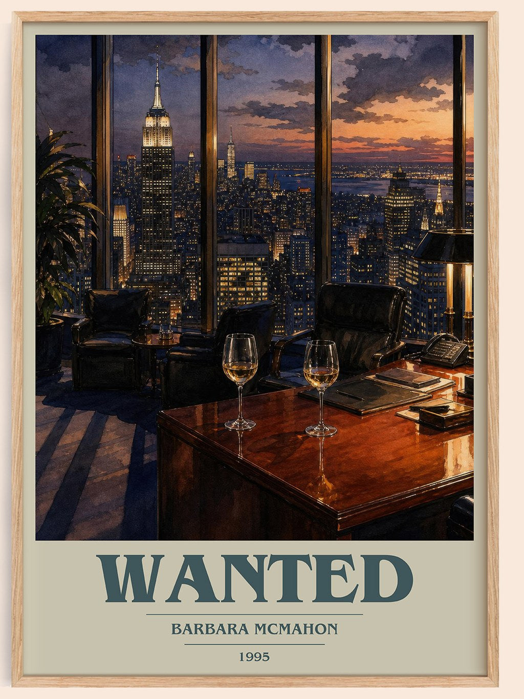 Wanted book cover book poster by Barbara McMahon – framed literary art print