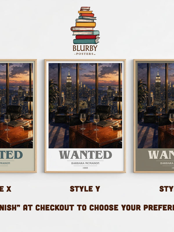 Wanted book cover print in frame leaning in hallway – romance wall art