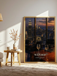 Wanted watercolour print in frame leaning in hallway – romance wall art