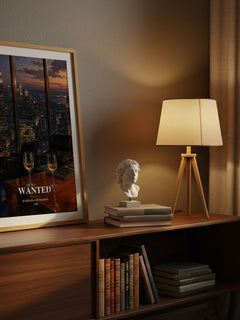 Wanted watercolour print on bookshelf – Barbara McMahon fan gift