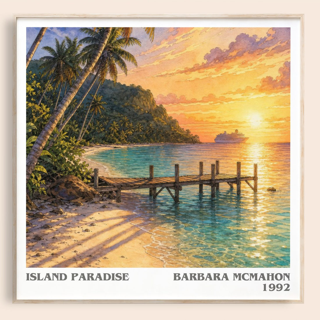 Island Paradise literary book poster by Barbara McMahon – framed literary art print
