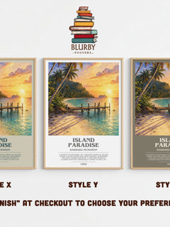 Island Paradise bookish print in frame leaning in hallway – romance wall art