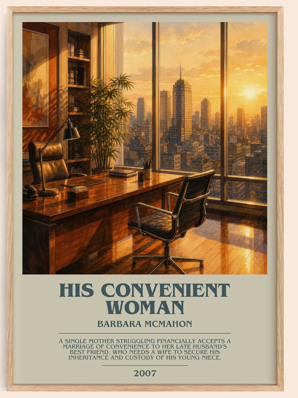 His Convenient Woman bookish book poster by Barbara McMahon – framed literary art print