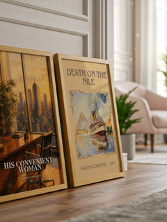 His Convenient Woman watercolour print framed by window – literary home decor