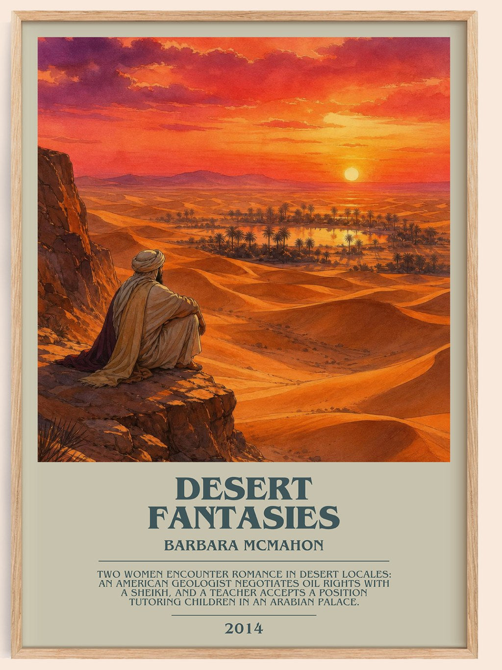 Desert Fantasies bookish book poster by Barbara McMahon – framed literary art print