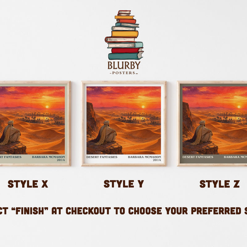 Desert Fantasies literary print in frame leaning in hallway – romance wall art